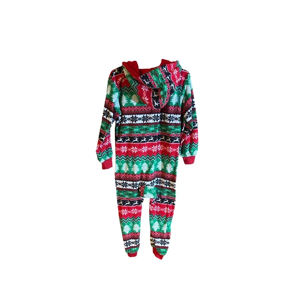 The Childrens Place Kids XS 4 Christmas Fair Isle Fleece Hooded Pajamas